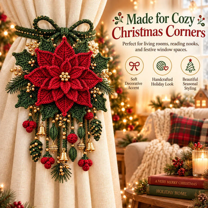 ⏳ Last Day 49% OFF – 🎄 Christmas Crochet Curtain Tieback DIY Kit | Beginner-Friendly Options, 8 Festive Designs 🧶