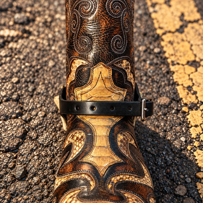 💀Handmade Human Jawbone-Inspired Cowboy Boot Spurs – 1 Pair (2 Pieces), Adjustable Leather Straps 🤠