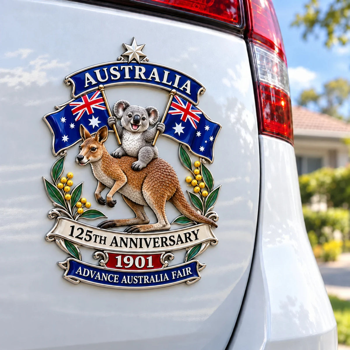 ⏳ Last Day 49% OFF – 🇦🇺 Australia 125th Anniversary 3D Metal Badge | 🖤 Waterproof • No Fade • No Rust • Adhesive & Magnetic 2-in-1 🚗