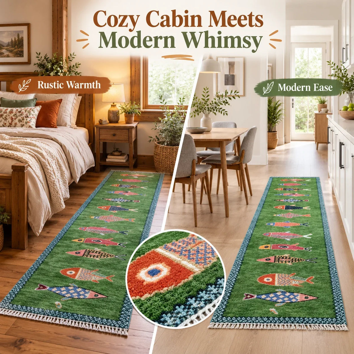 Artisanal Koi Fish Wool Runner Rug 🎏
