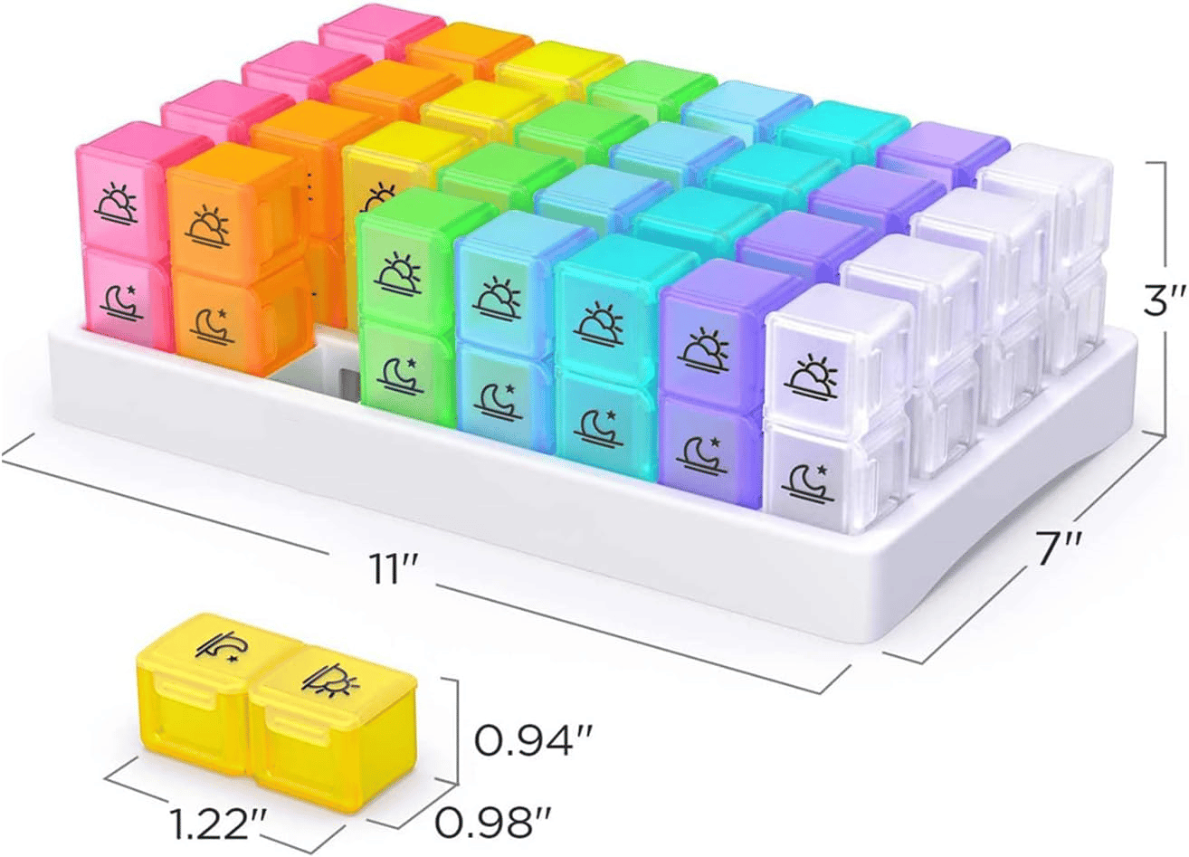 🎉💊 Monthly AM/PM Pill Organizer – Twice-a-Day Medicine & Vitamin Storage with Stickers