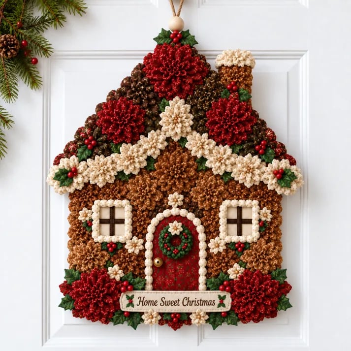 🎄✨Christmas Fabric Flower Door Hanging DIY Kit – Layered Holiday Décor(📦Buy 2 Free Shipping)