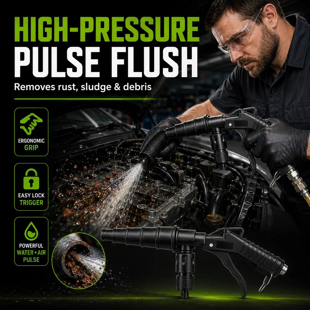 🚗High-Pressure Pulse Flush Gun Kit for Radiator Cleaning