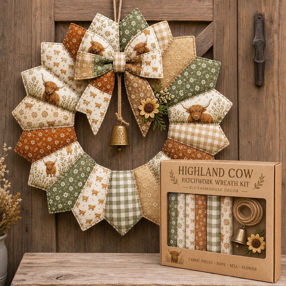 ⏳ Last Day 49% OFF – 🌿 Beginner-Friendly DIY Seasonal Patchwork Wreath Kit Collection | Complete Kit with Coordinated Fabrics, Wreath Materials & Step-by-Step Guide Included 💕