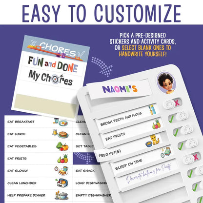🌟 Magnetic Kids Routine Chart – Daily Chore Checklist with Reusable Stickers & Visual Task Icons
