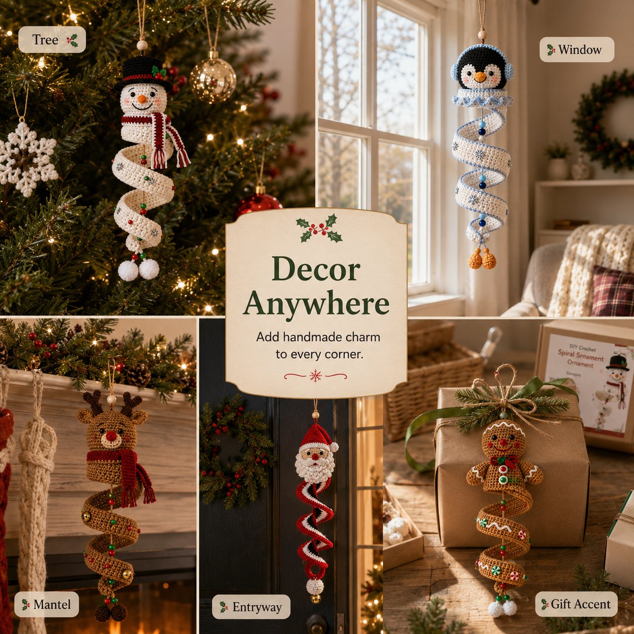 Crochet Christmas Spiral Ornament DIY Kit