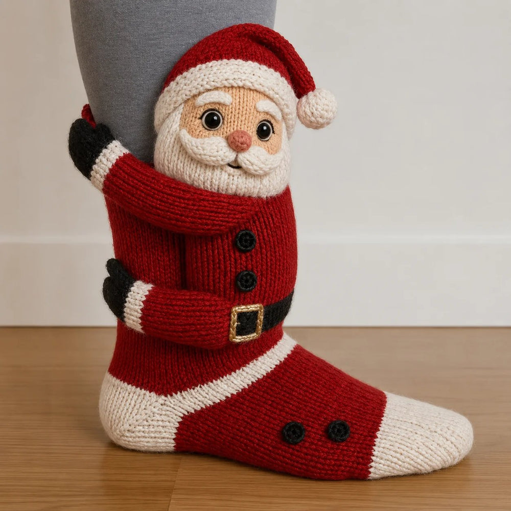 Santa Claus 3D hugging Christmas sock