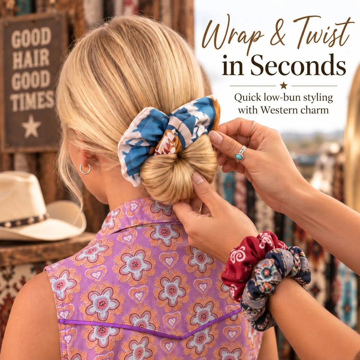 🤠 Western Style Sale: 49% OFF – Western Print Low-Bun Hair Bow