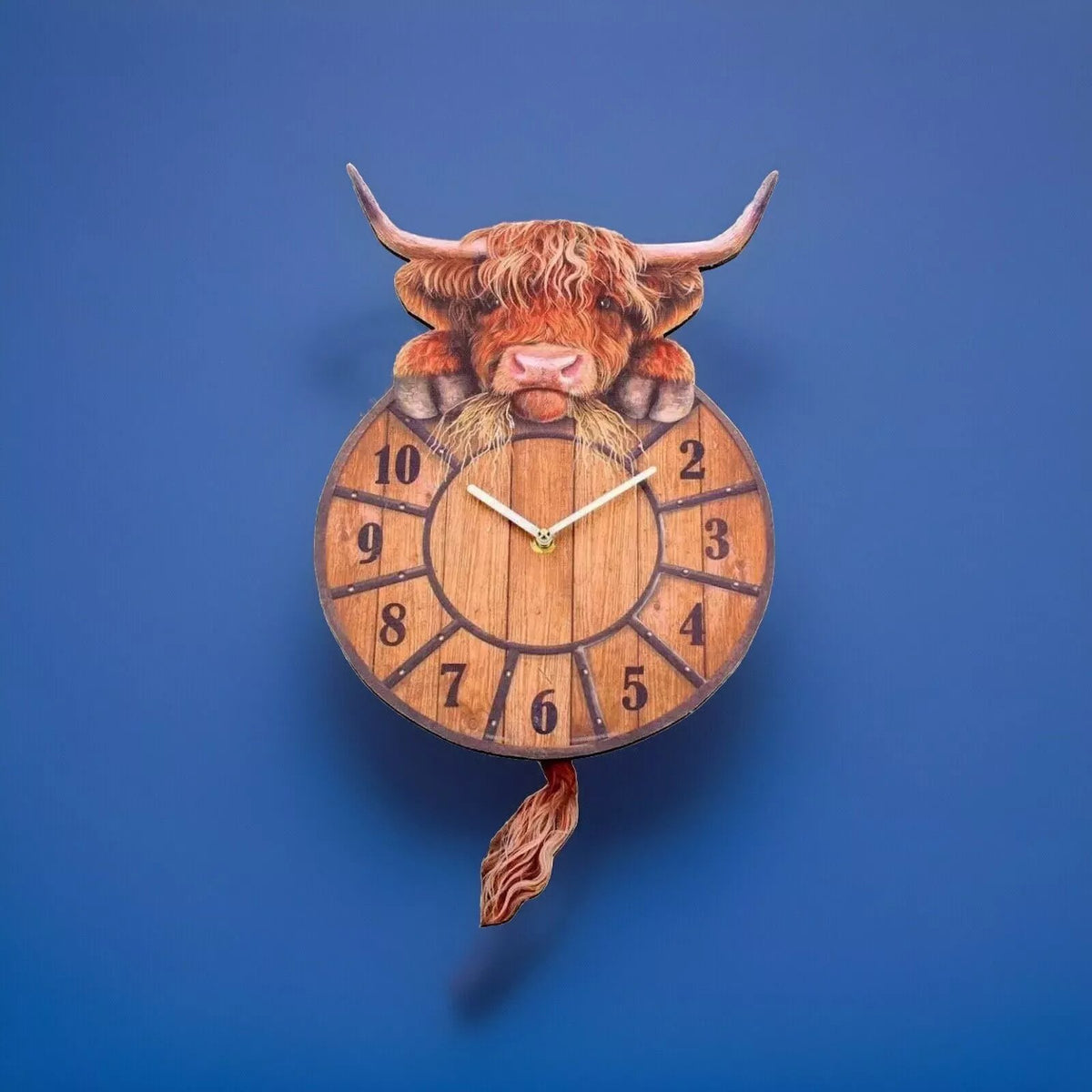 Swinging Tail Highland Cow Wall Clock