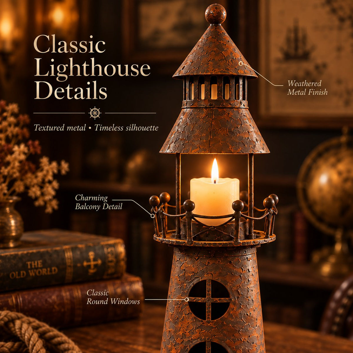 ✨ Vintage Lighthouse Candle Lantern-Bring the Warm Glow of an Old Lighthouse Home🎁