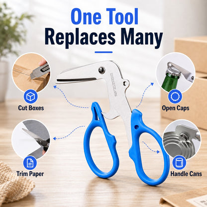 L‑Bend Multi‑Purpose Utility Scissors, Premium Stainless Steel Shears | Multi‑Tool for Cardboard Boxes