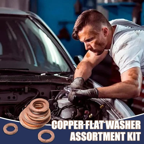 📢📢50% OFF !! ⏰200 PCS Copper Flat Washer Assortment Kit（50% OFF）