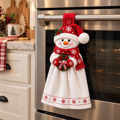 🎄 Christmas Hanging Hand Towel | Button-On Loop Keeps It Within Reach