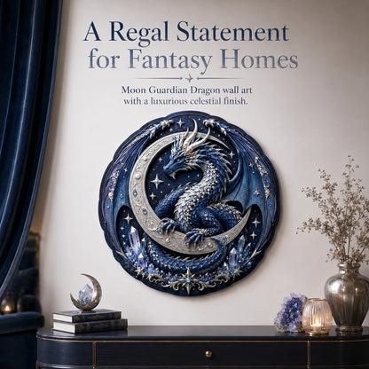🐉 Moon Guardian Dragon 3D Wooden DIY Wall Art