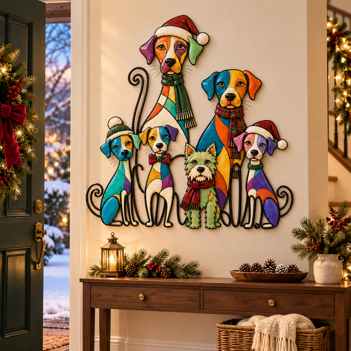 2026 Christmas Dog/Cat Family – A Colorful Holiday Welcome for Dog Lovers