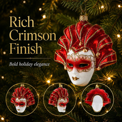 Vintage Venetian Mask Tree Pendant 🎄 | Unique Hand-Painted Holiday Keepsake