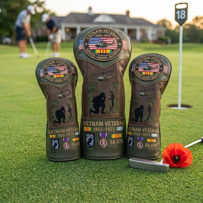 ⛳️Vietnam Veteran Tribute Elite Leather Golf Head Cover -1955-1975 Service Tribute