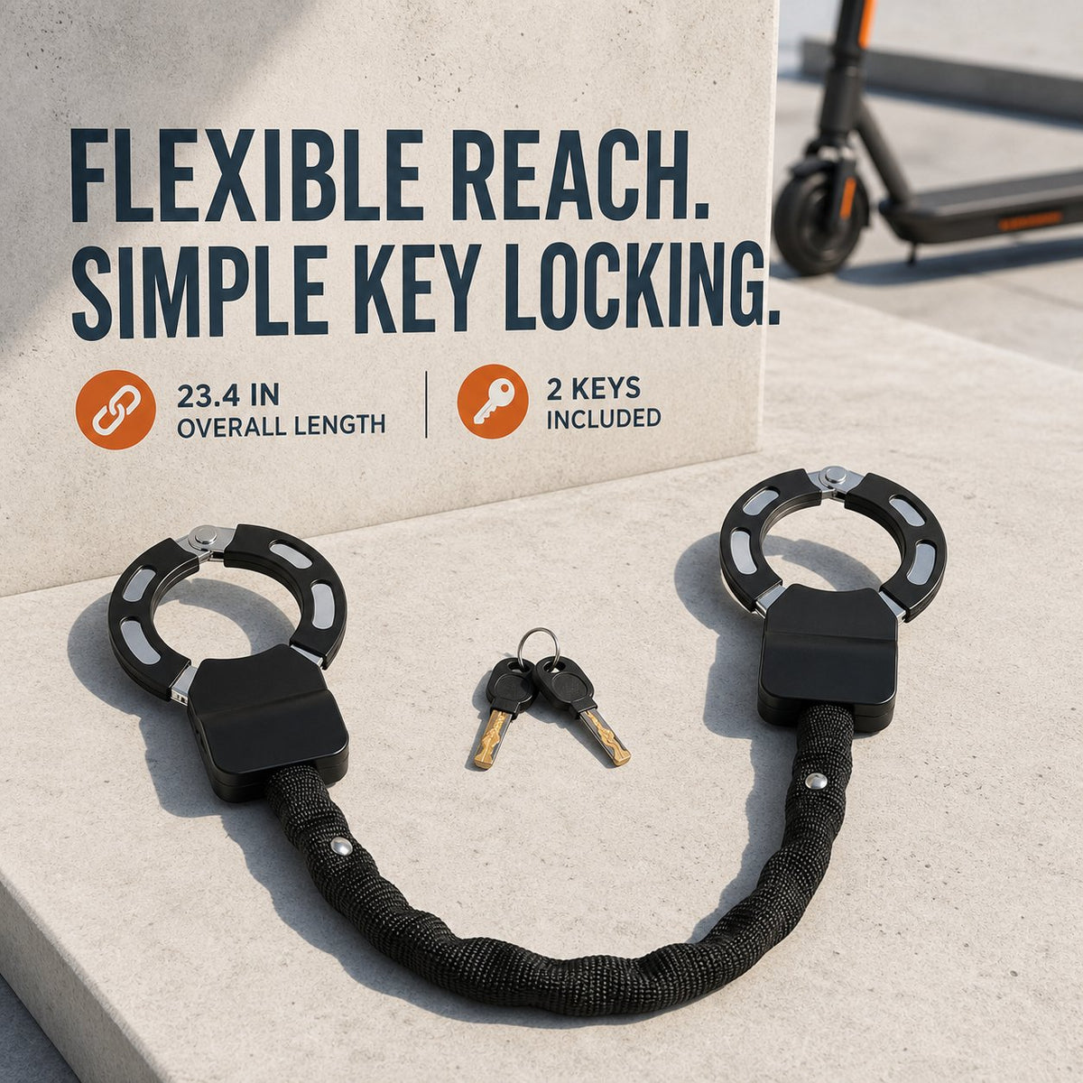 Flexible Chain Lock for Bikes, Scooters & Helmets
