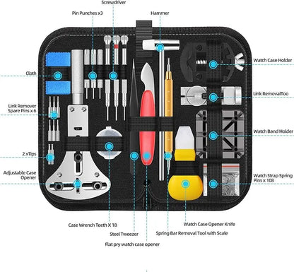 151-in-1 Complete Watch Repair Kit – Battery Replacement, Link Removal & Band Adjustment Tools