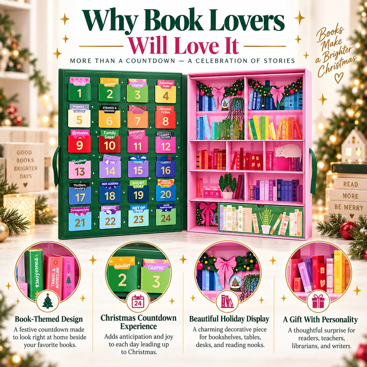 📚 🎄 The Book Lover's Advent Calendar - 🎁 A Christmas Countdown Made for People Who Love Books ❤️(📦Buy 2 Free Shipping)