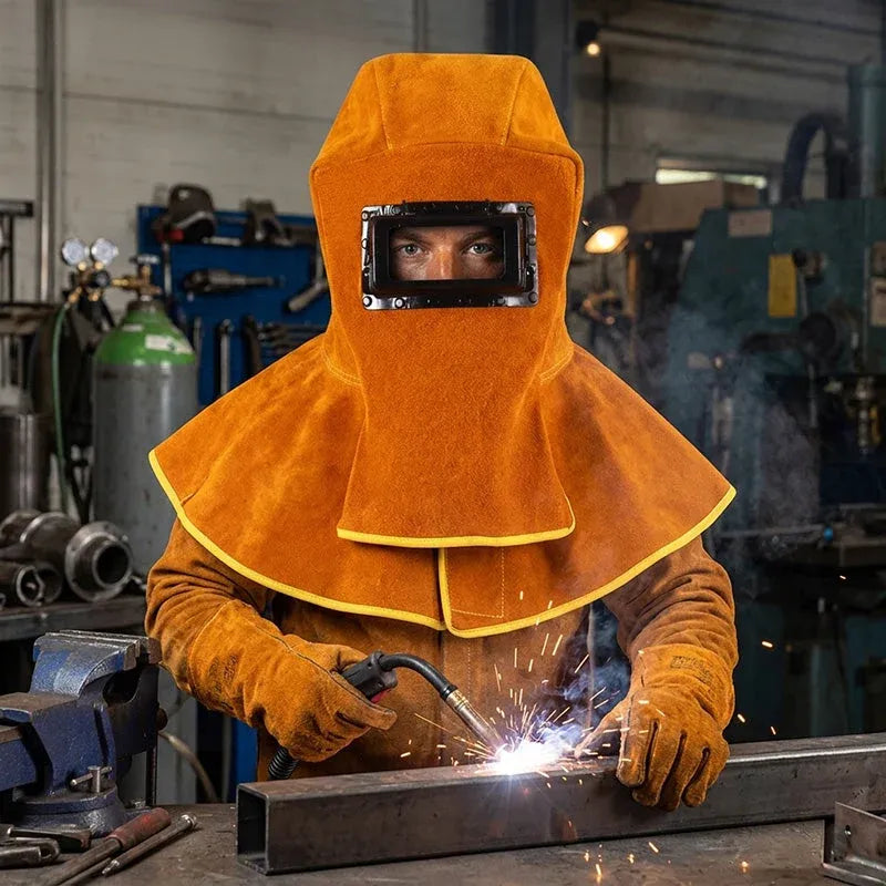 ⭐⚡50% OFF!✨Heavy‑Duty Welding Mask with Neck & Shoulder Cover, Flip‑Up Dual Lens, Rivet‑Reinforced Welding Hood ✨