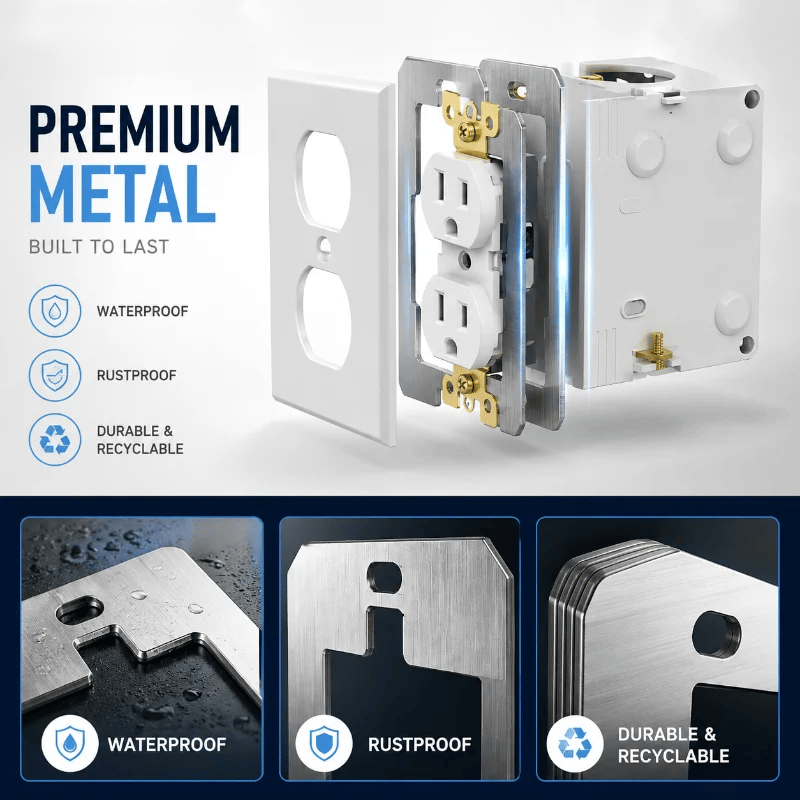 🔥10 Pcs Wall Plate Spacers for Electrical Outlets – Heavy-Duty Metal Outlet Leveling Plates for Loose, Recessed & Crooked Boxes
