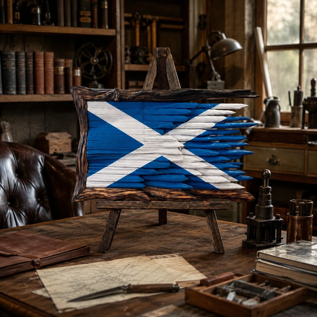 Handcrafted Vintage Wood Flags – 5 Heritage Emblems