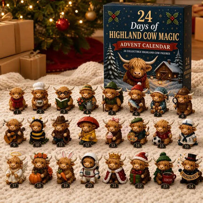 Highland Cow Advent Calendar – 24 Miniature Characters