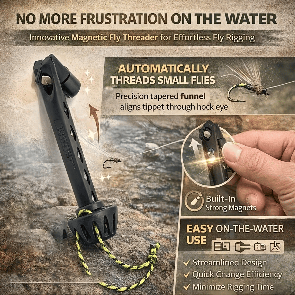 🔥Last Day 49% OFF🎣Fly Roost Magnetic Fly Threader – Instant Hook Threading Tool for Fly Fishing, Perfect for Small Flies & Low Light, Portable with Lanyard Hole
