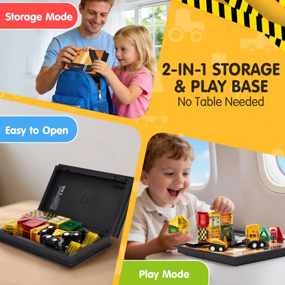 🎁Perfect Gift for Kids🎁42 PCS Magnetic Tiles Road Toppers Set for Kids Ages 3-5