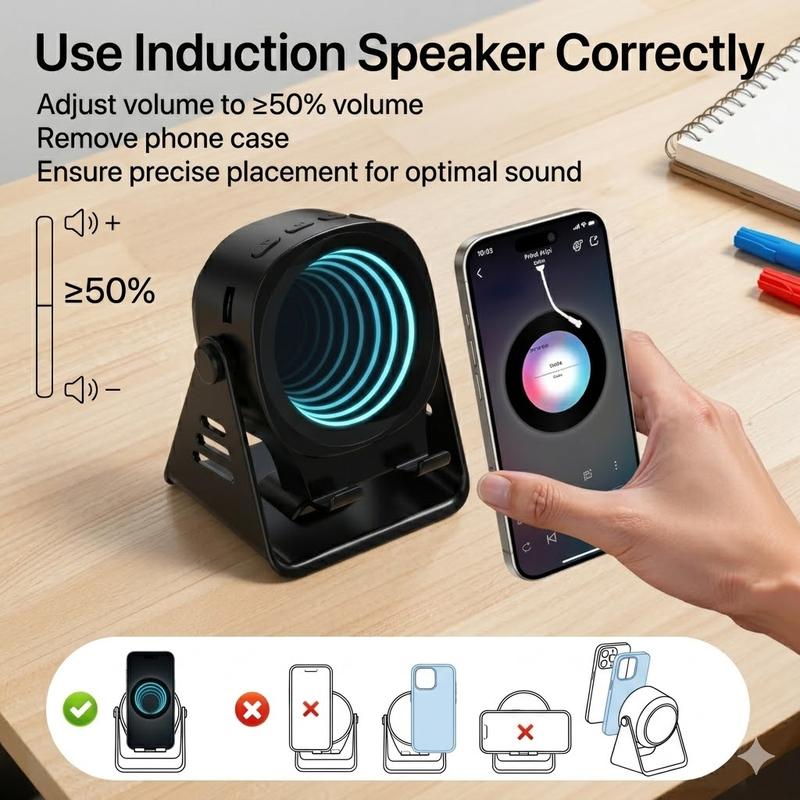 [7-in-1 Upgrade] Wireless Induction Speaker Phone Stand with Remote Control