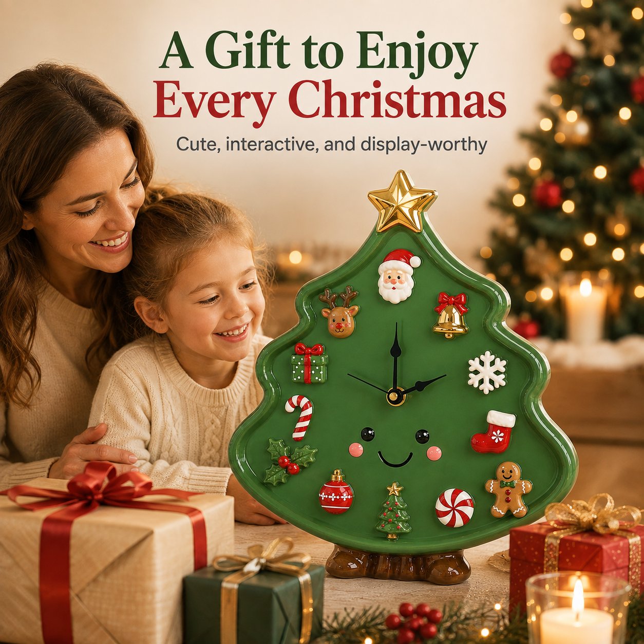 ⏳ Last Day 49% OFF – 🎄Interactive Christmas Holiday Activity Clock | Built-In Clock with 12 Rearrangeable Magnetic Icons for Learning, Creative Play & Festive Family Décor ✨