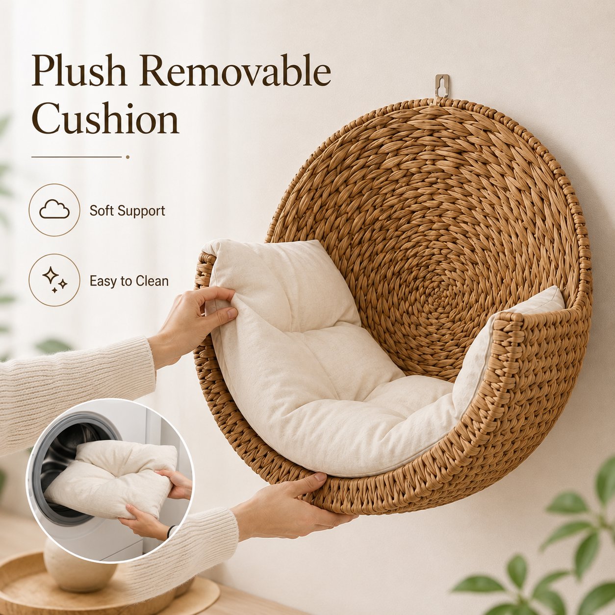 🐱 Purrfectly Cozy Handwoven Hanging Cat Bed