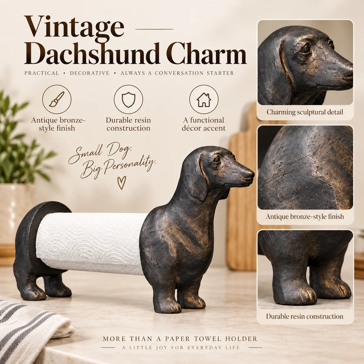 Vintage Dachshund Dog Paper Towel Holder