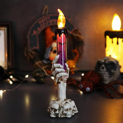 💀🕯️ Haunted Skeleton Hand Candle Light