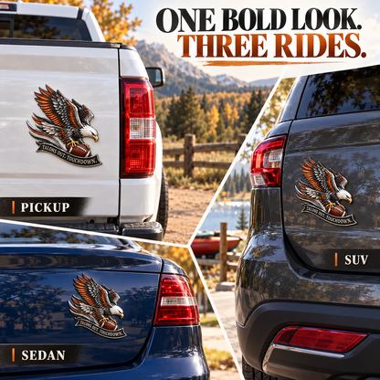 🦅 'Talons Out. Touchdown!' Premium Metal Eagle Car Emblem 5.9“*5.9” | The Ultimate Football Fan Decal