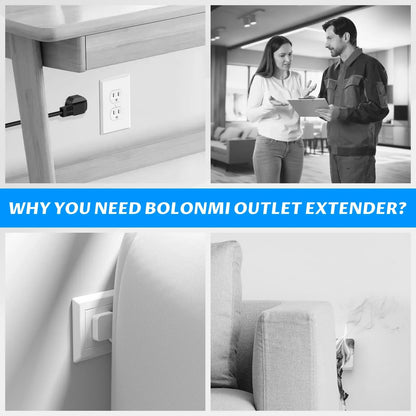 Flexible Outlet Extender with USB-C and USB-A, Rotating Plug, Power Adapter for Behind Furniture Access