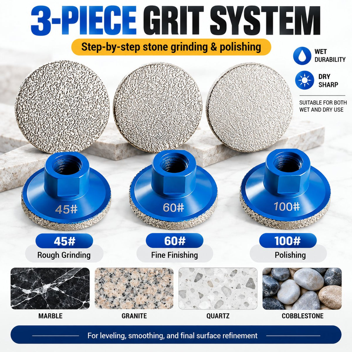 ⚡ Pro Diamond Grinding Disc Set | Countertop & Edge Restoration