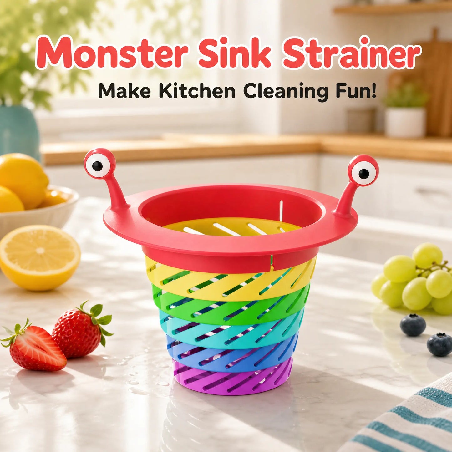 3PCS Rainbow Expandable Sink Strainer Basket, Rotatable Retractable Kitchen Sink Drain Filter🚰