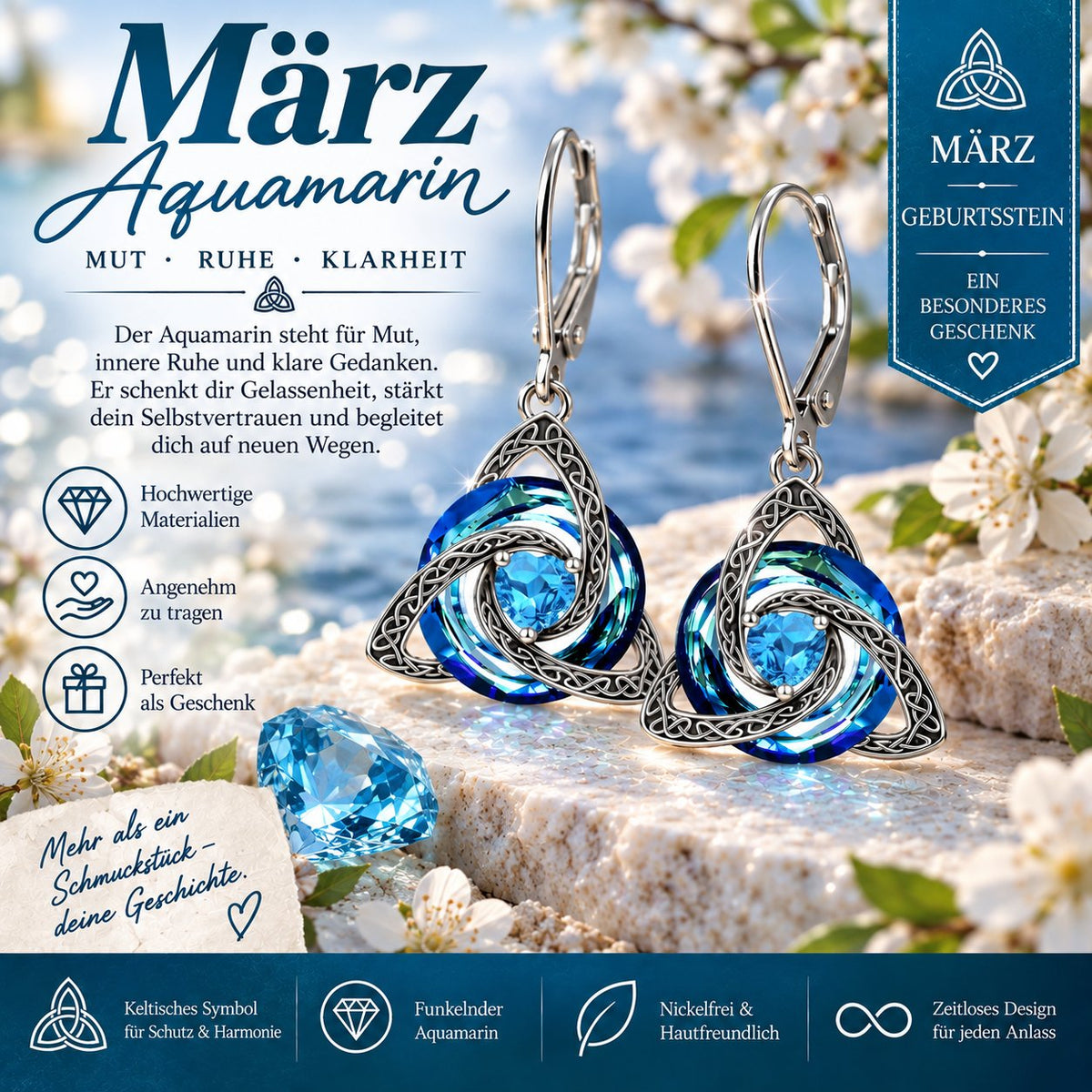 ✨ Celtic birthstone earrings – Timeless elegance with personal meaning