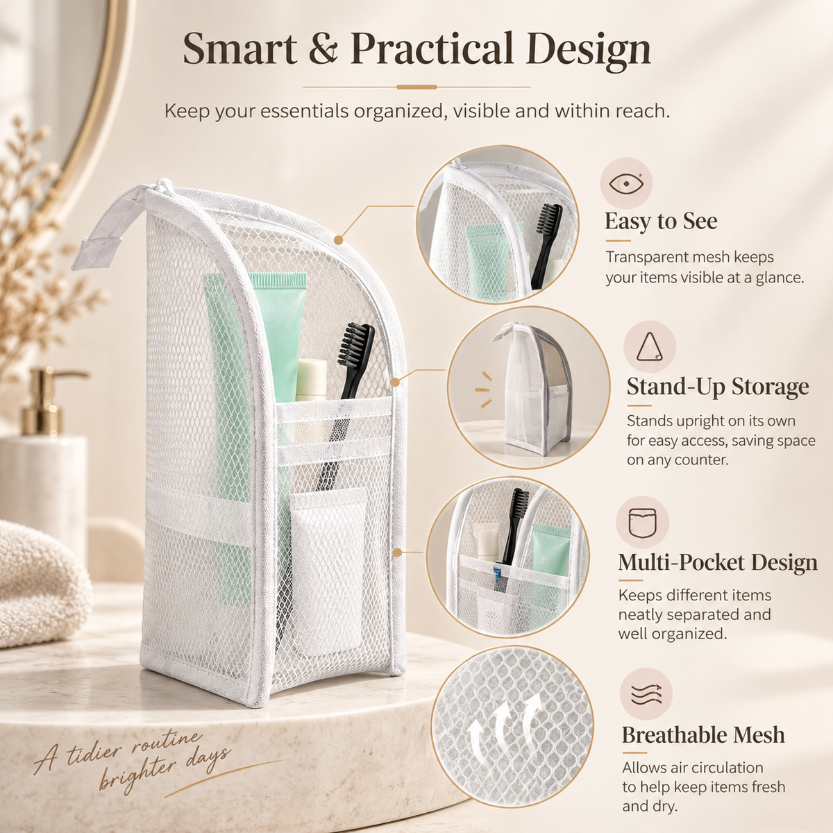 🔥Buy 2 Get 1 Free ✨Stand-Up Mesh Travel Toiletry Bag🪥