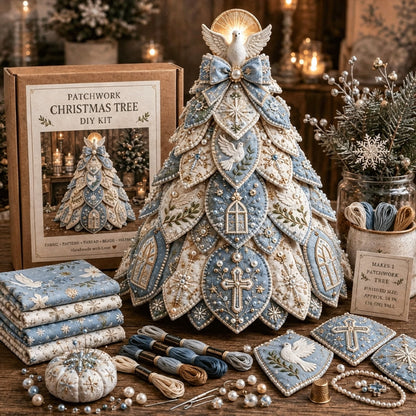 ⏳ Last Day 49% OFF – ✝️ Beginner-Friendly Tree of Faith 3D Quilted Christmas Tree Sewing Kit | Complete Kit with Coordinated Fabrics, Beads & Step-by-Step Guide Included 💕