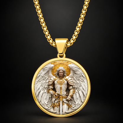 ⚔️ Angel Warrior Pendant Necklace for Men – Faith-Inspired Gift