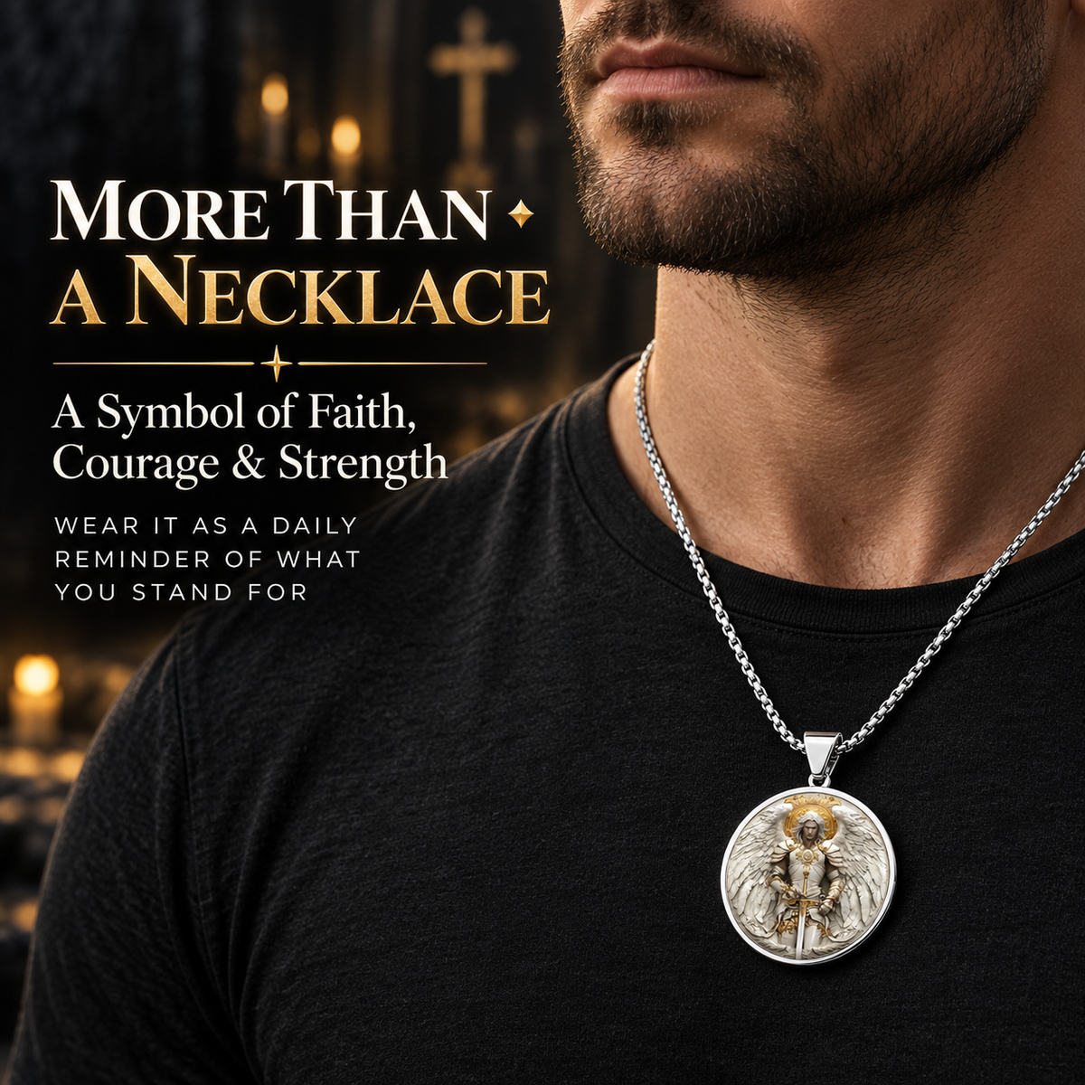 ⚔️ Angel Warrior Pendant Necklace for Men – Faith-Inspired Gift