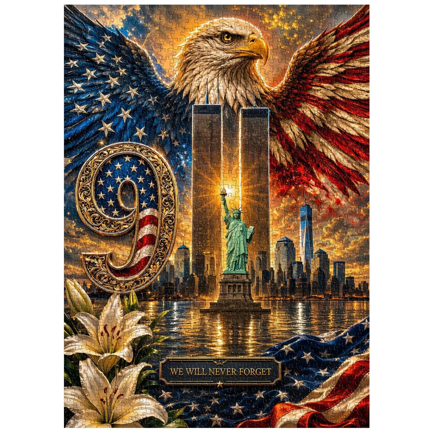 🧩🦅Never Forget 9/11 Jigsaw Puzzle 1000 Pieces