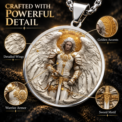 ⚔️ Angel Warrior Pendant Necklace for Men – Faith-Inspired Gift