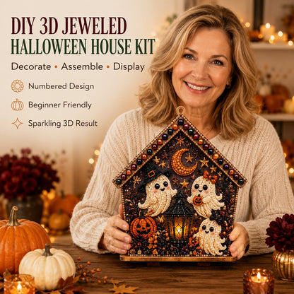 ⏳ Last Day 49% OFF – 🎃 Beginner-Friendly Moonlit Wooden Cottage 3D Pearl Art Kit Collection | Complete Kit with All Tools & Step-by-Step Guide Included 💕