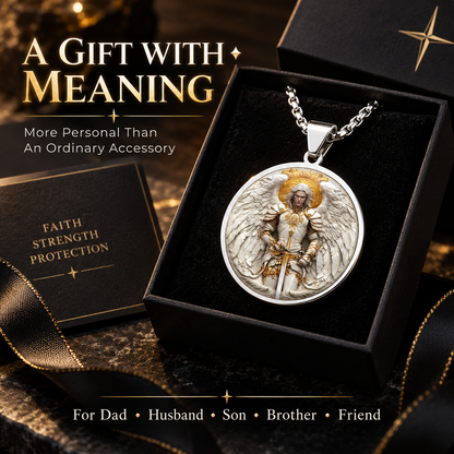 ⚔️ Angel Warrior Pendant Necklace for Men – Faith-Inspired Gift