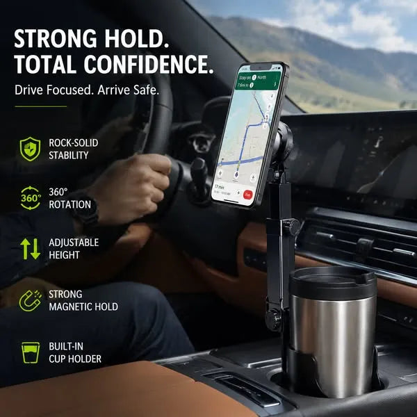 ⭐2026 New Arrival💥HOT SALE🥳🧲Car Cup Holder Phone Mount – 360° Adjustable, Strong N52 Magnet, One-Hand Operation, Fits All Phones, Stable Magnetic & Clamp Models for Safe Driving