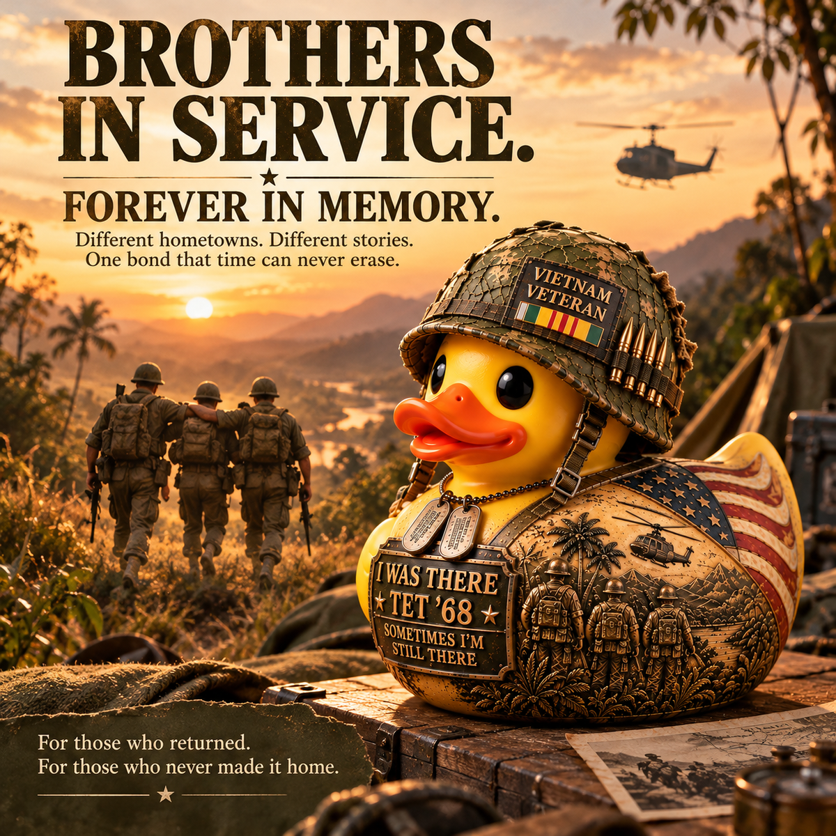 🇺🇸 I Was There. Some Memories Never Leave. 🪖 TET ’68 Vietnam Veteran Memorial Duck Figurine ❤️